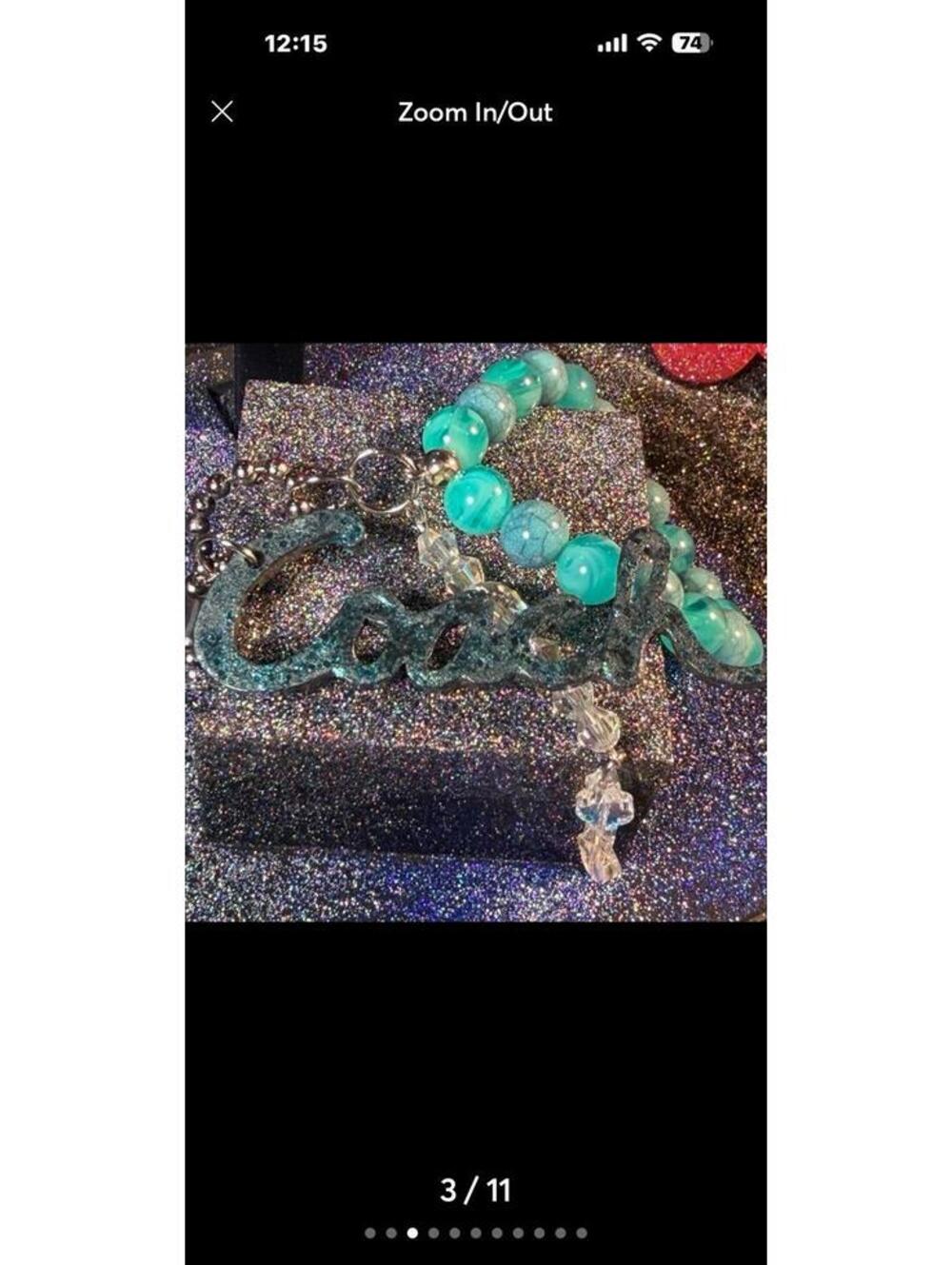 Authentic Coach charm and a beaded purse charm teal and purple iridescent - Picture 4 of 10